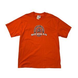 Vintage Michigan T Shirt Mens XL Extra Large Orange Worlds Finest Grand Star